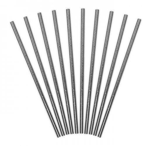 10 Paper Straws Silver