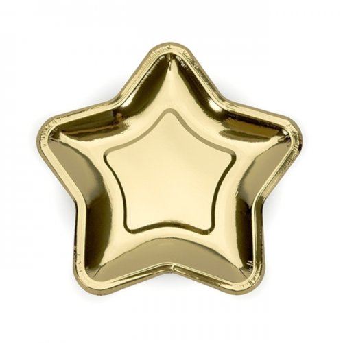 6 Paper Plates Star Gold 23cm 6 Paper Plates Star Gold 23cm