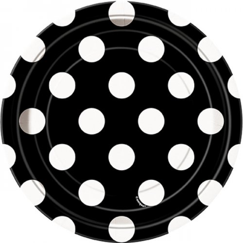8 Plates Midnight Black Dots 17cm  8 Plates Midnight Black Dots 17cm