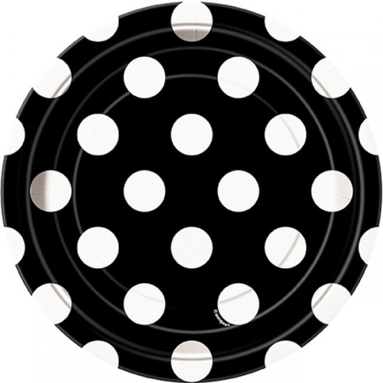 8 Plates Midnight Black Dots 17cm