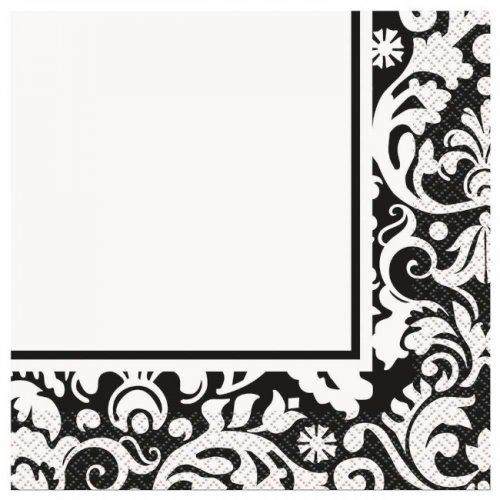 16 Napkins Black Damask  16 Napkins Black Damask