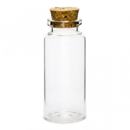 12 Glass bottles with cork plug, 7.5cm