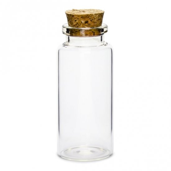 12 Glass bottles with cork plug, 7.5cm