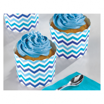 24 Paper Cake Cases Minis Blue