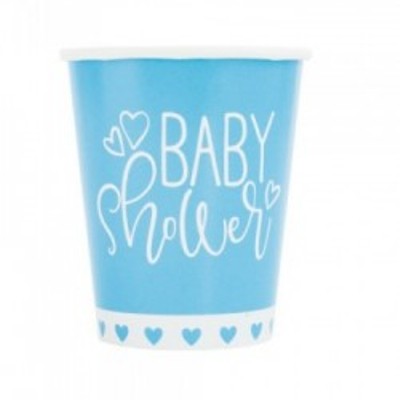 8 Cups Blue Hearts Baby Shower