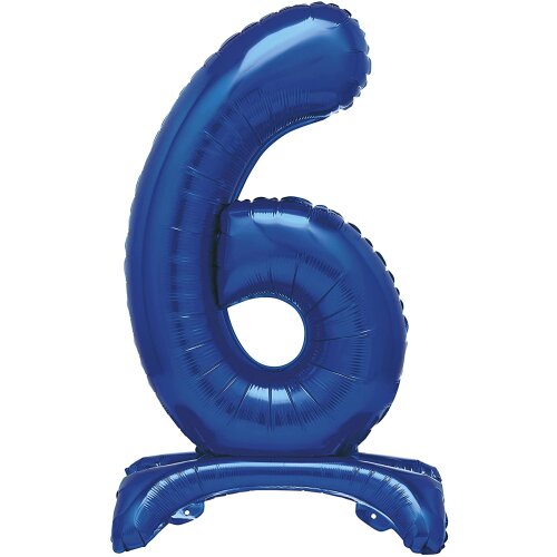 Standing foil balloon No6 76cm Blue