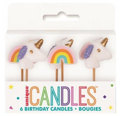6 Unicorn Pick Birthday Candles