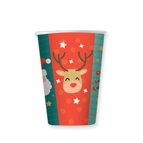 8 Paper Cups Funny Christmas 200ml