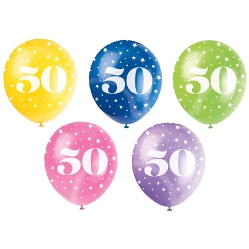 5 Balloons No.50 Assorted colours 30cm