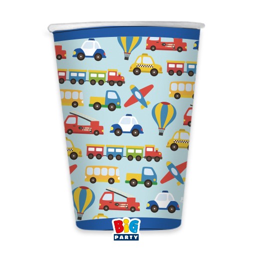 8 Paper Cups Vehicles 200ml