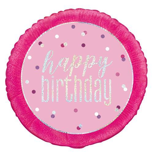 Foil Balloon Happy Birthday Pink 45cm