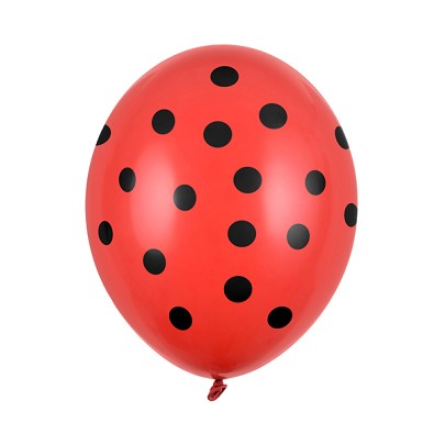 6 Balloons Red with Black Dots 30cm